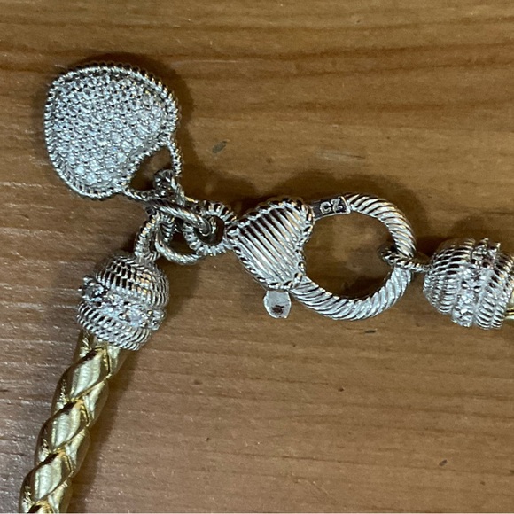 Judith RipkaBella Luca braided gold faux leather Rhodium over sterling necklace - Picture 5 of 7